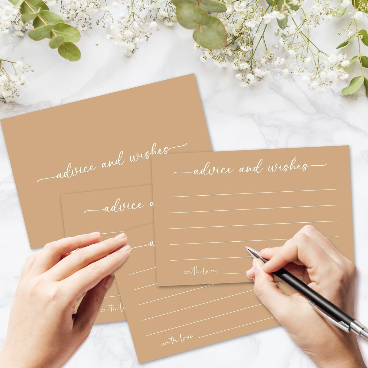 Brown Advice and Wishes Card, Advice Cards for The Bride and Groom, Bridal Shower,Wedding or Baby