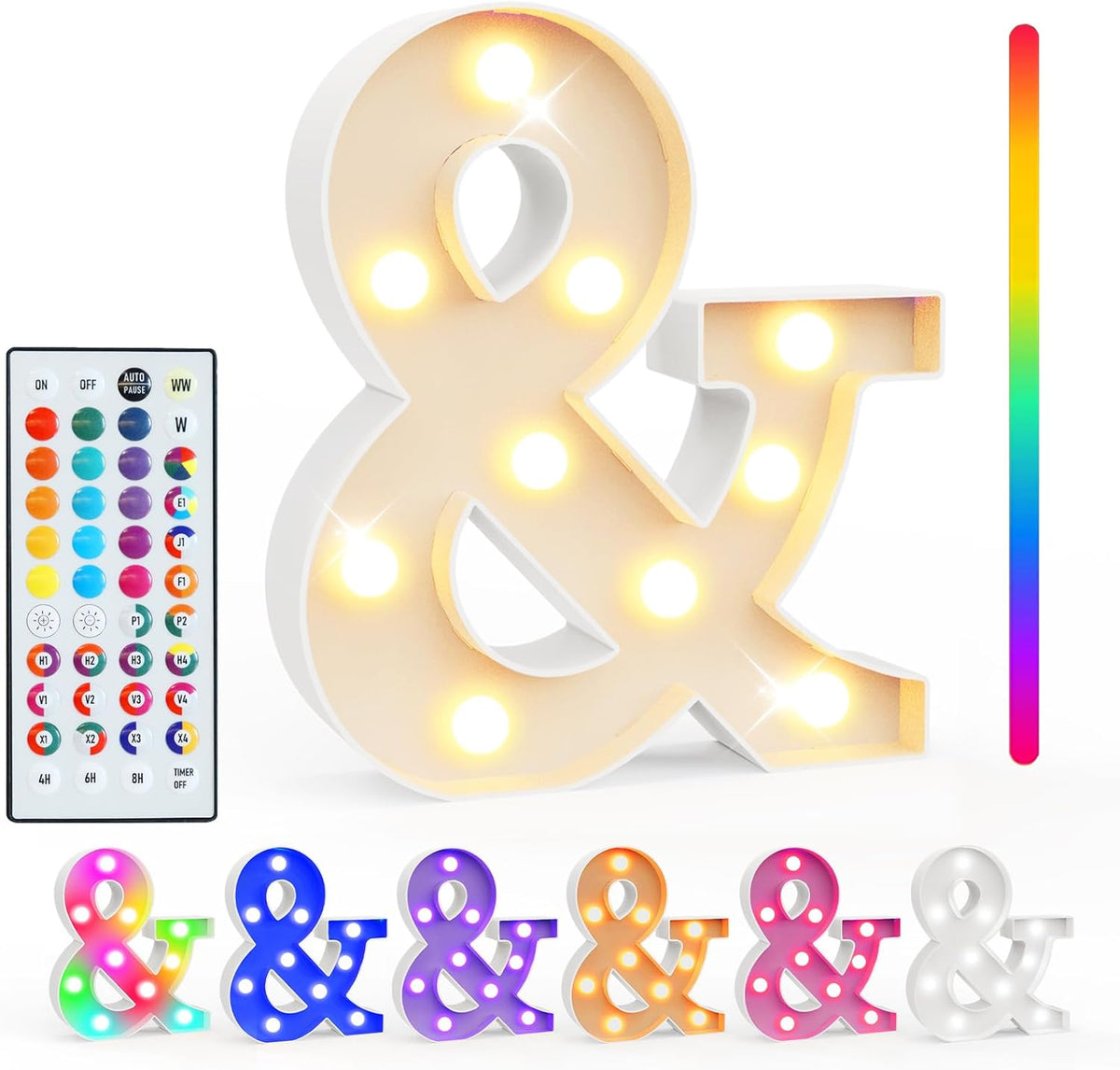 Pooqla Colorful Light Up Letters with Remote, Upgraded 35 Colors LED Marquee Letters, RGB Lighted