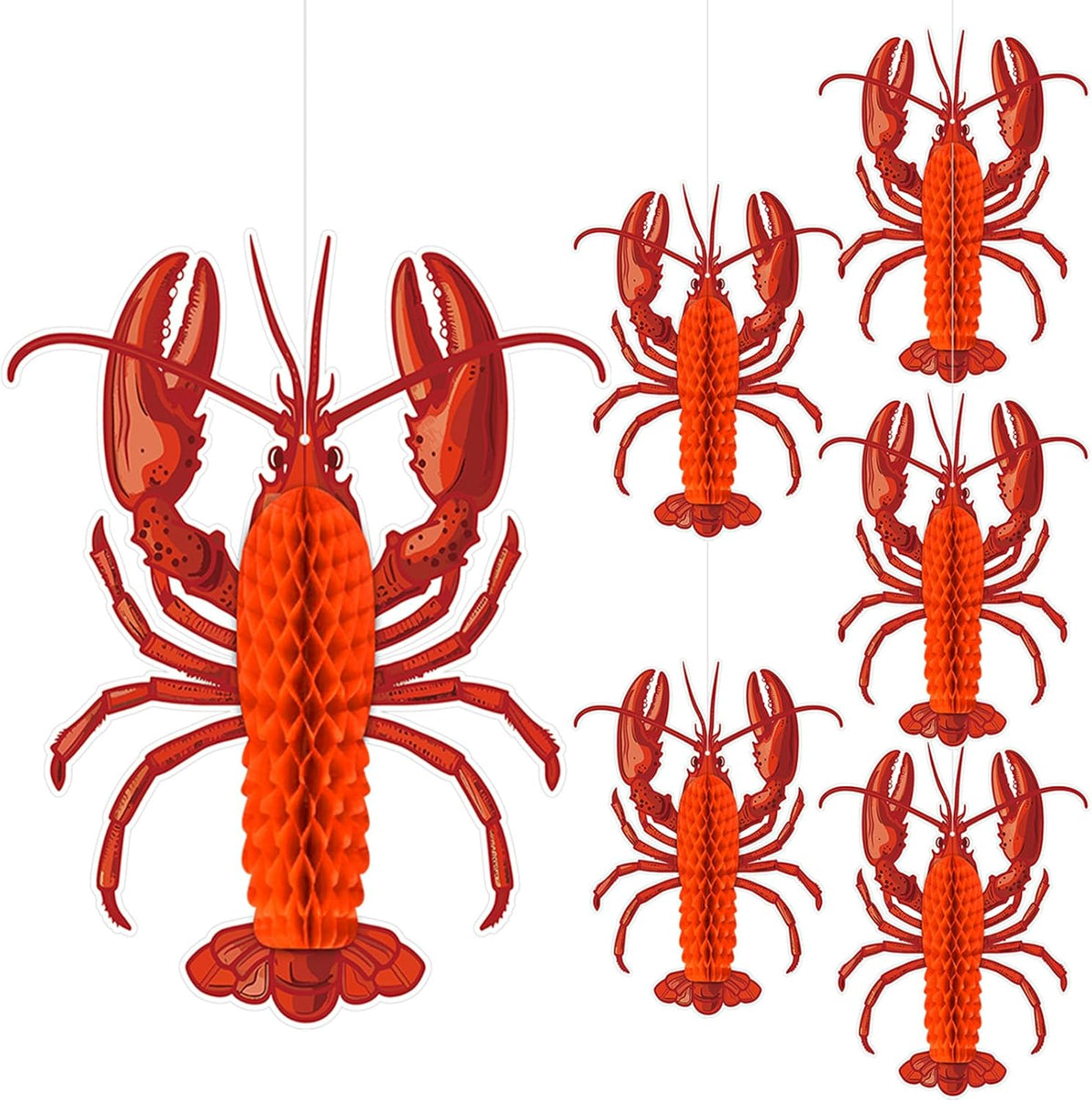 Jetec 6 Pcs Tissue Crab Lobster Honeycomb Centerpiece Hanging Crab Lobster Party Decorations Table
