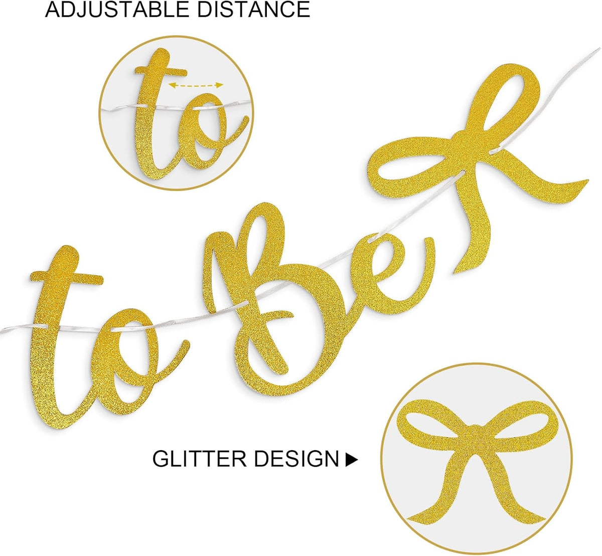 Bride to Be Banner, Gold Bride to Be with Bow Glitter Bachelorette Bridal Party Banner BRIDE TO BE