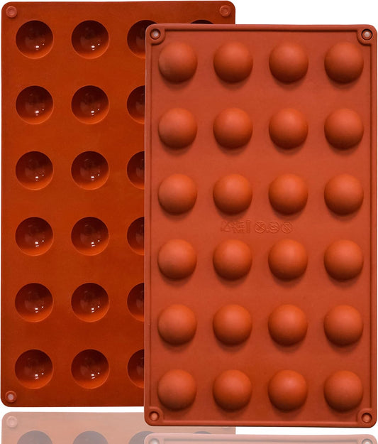 Mini 24-Cavity Semi Sphere Silicone Molds Non-Stick, 2 Packs Half Sphere Silicone Baking Molds for