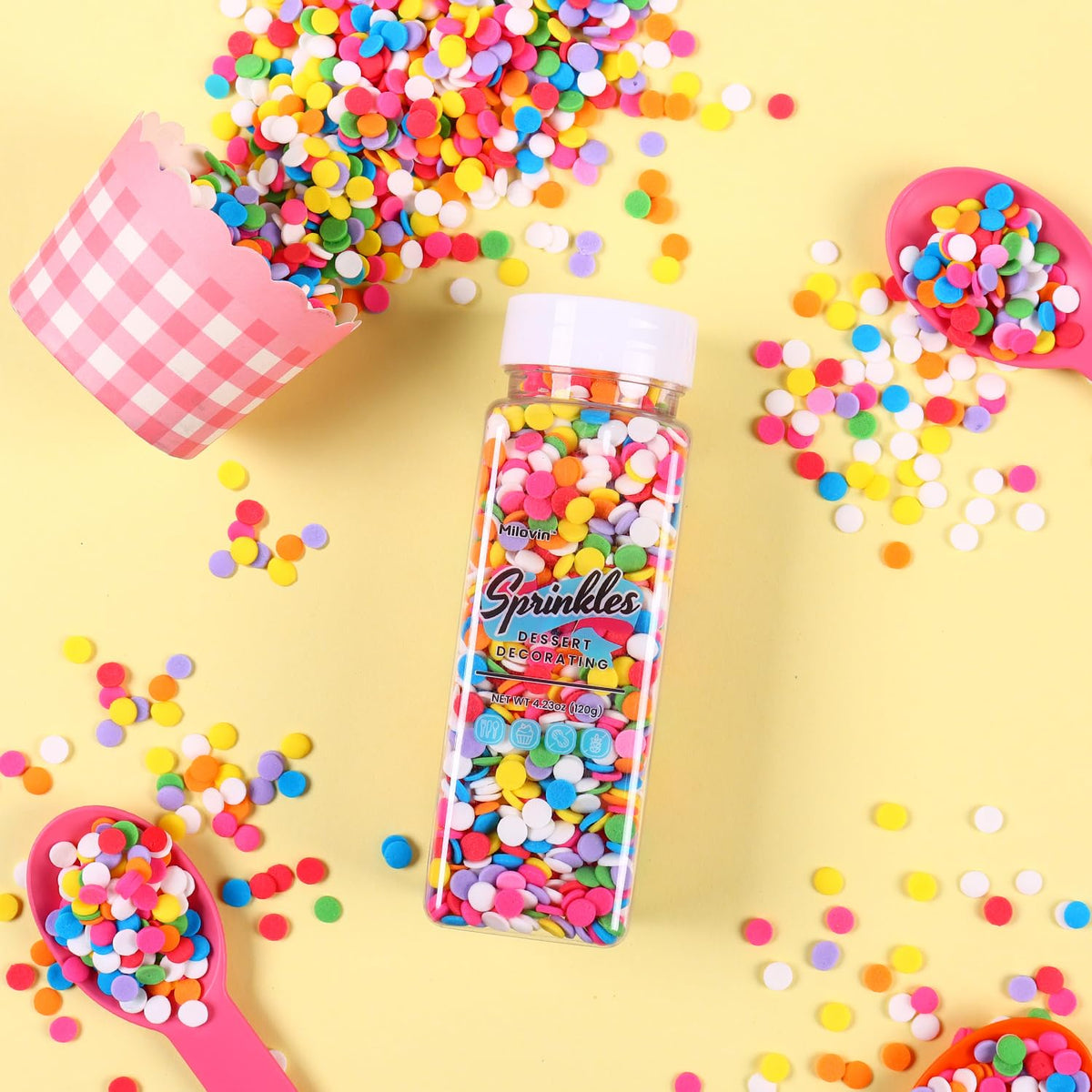 Edible Confetti Sprinkles for Cake Decorating, Round sprinkles, Rainbow Sprinkles for Baking