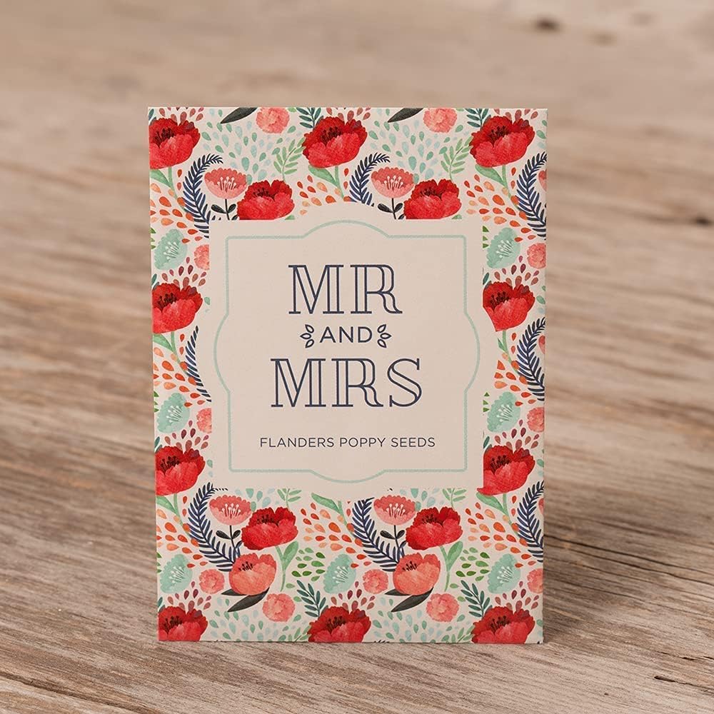 Bentley Seeds Mr & Mrs Pre Filled Flanders Poppy Seed Packets - 25 Individual Flanders Poppy Seed