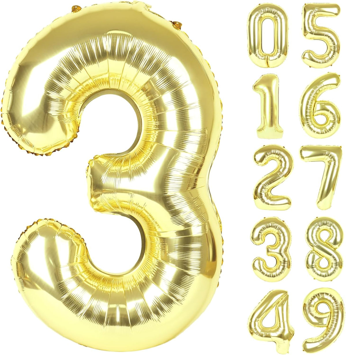 40 Inch Light Gold 3 Large Number Balloon, 3 13 23 30 33 36 Champagne Gold Birthday Party