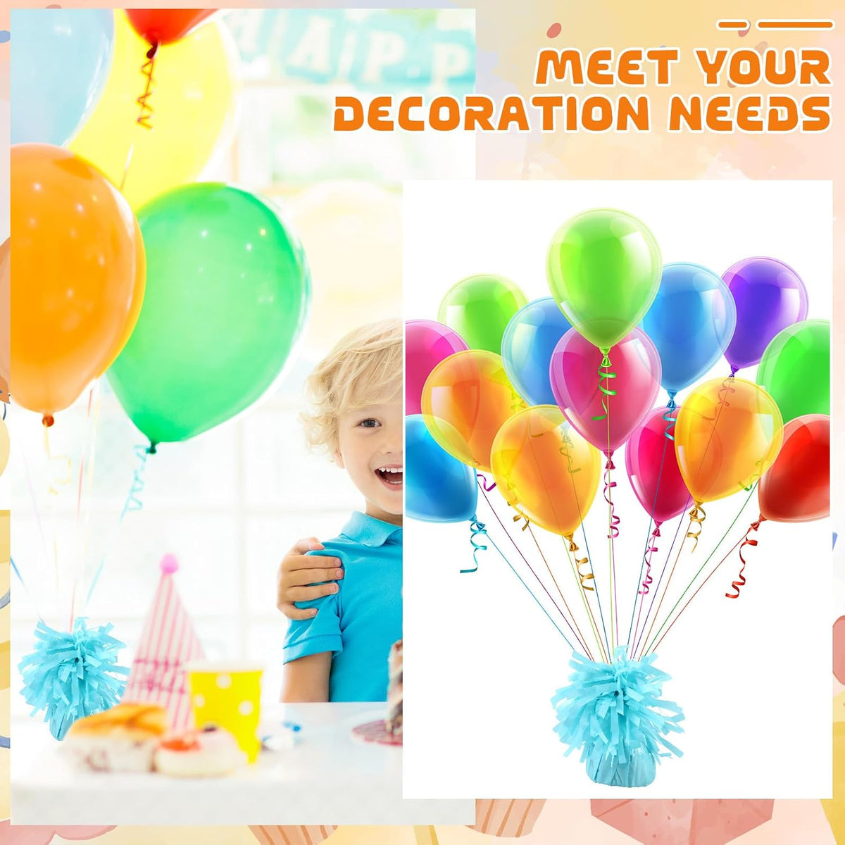 6 Pack Baby Blue Balloon Weights Metallic Holder Anchors Balloon Holder Weights for for Birthday