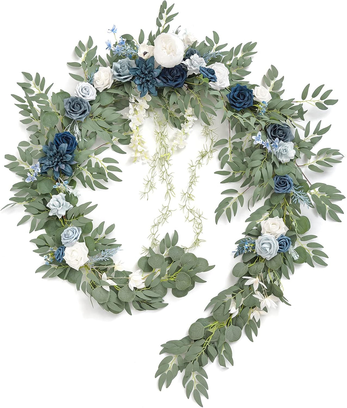 Ling's Moment 9FT Spring Flower Garland- Wedding Arch Flowers for Backdrop Decoration, Eucalyptus &