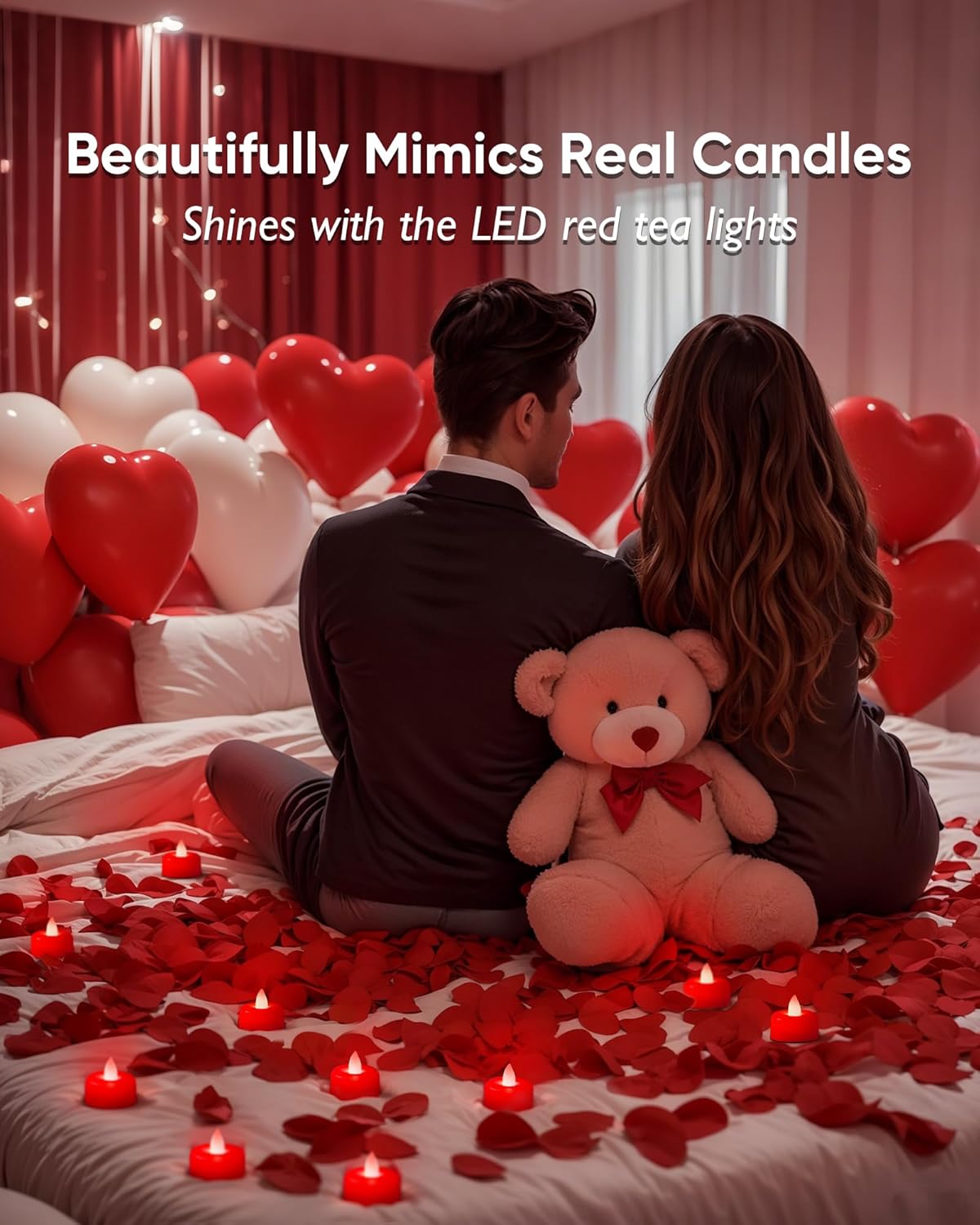 Amagic 12 Pack Red Flameless LED Tea Lights Candles Battery Operated, Electric Fake Tealight
