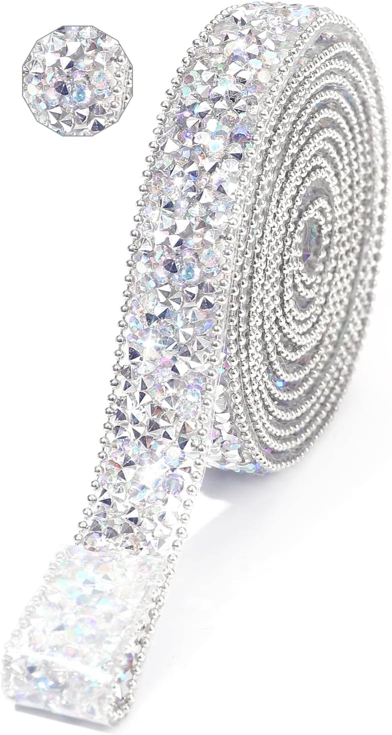Rhinestone Ribbon 3 Yards Self Adhesive Rhinestone Strips Diamond Ribbon Sticker Crystal Roll