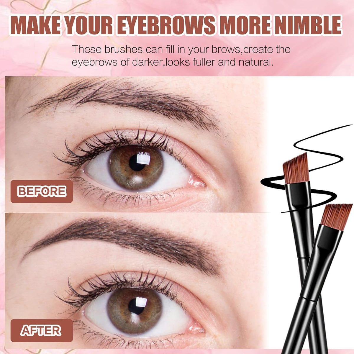 AUHOKY 250Pcs Disposable Eyebrow Brush Set,100 Angled/Round Eyebrow Brushes, 100 Lip Brushes, 50