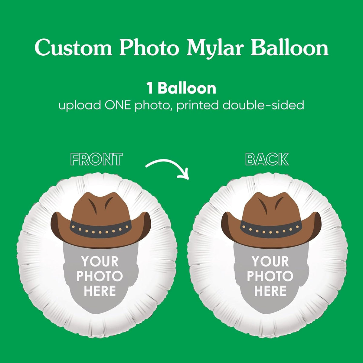 Big Dot of Happiness Personalized Western Hoedown Fun Face Photo Balloon, Wild West Little Cowboy