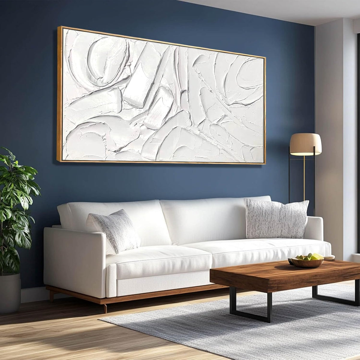 Abstract Oil Painting Artwork Framed Canvas Art Maximalist Decor 24"x48" Modern Painting Wall Art