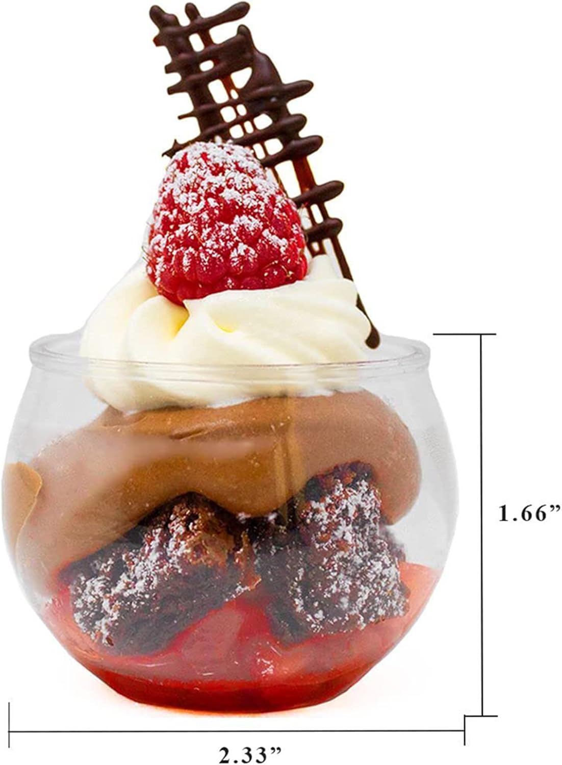 48 Pack 3 oz. Sphere Mini Dessert Cups With Spoons Parfait Professional-Grade Recyclable Clear