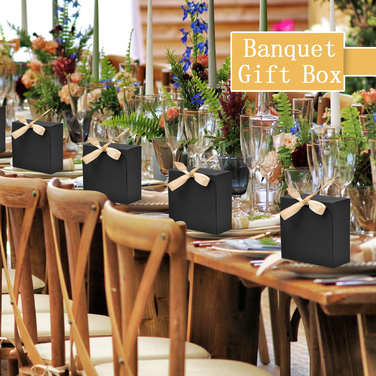 WLUSEAXI 12 Pack Small Gift Boxes with Lids for Presents, Black Gift Boxes