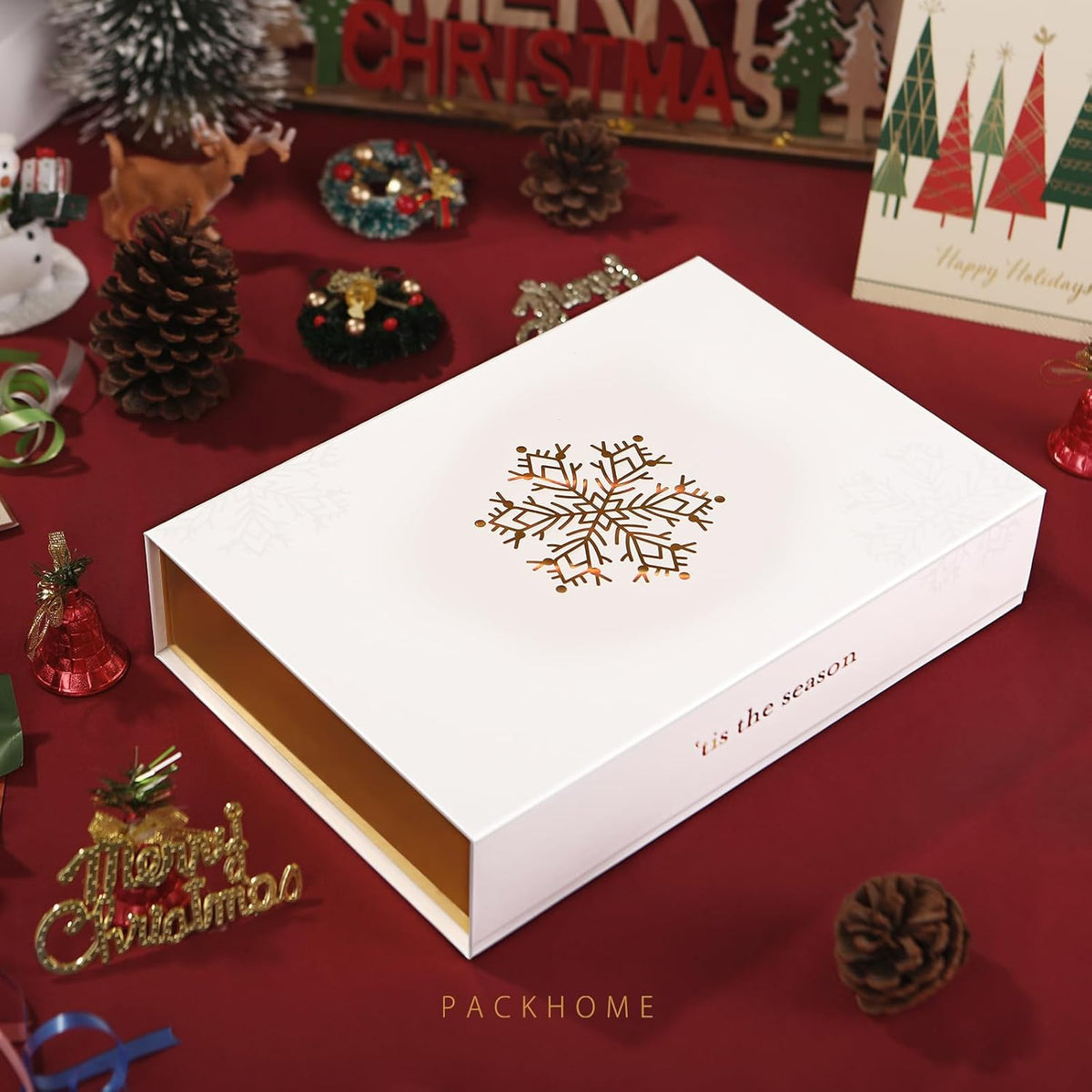 PACKHOME 6 Christmas Gift Boxes 13x9.7x3.4 Inches, Large Gift Boxes with Lids, Sturdy Shirt Boxes