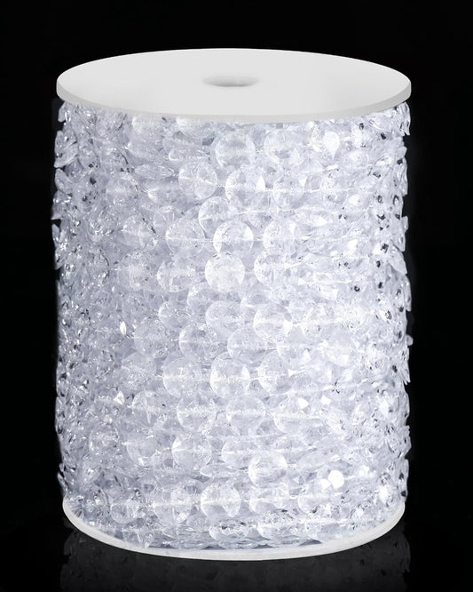 99FT Crystal Garland Strands, Acrylic Clear Crystal Beads String Roll, Diamond-Shaped Crystal