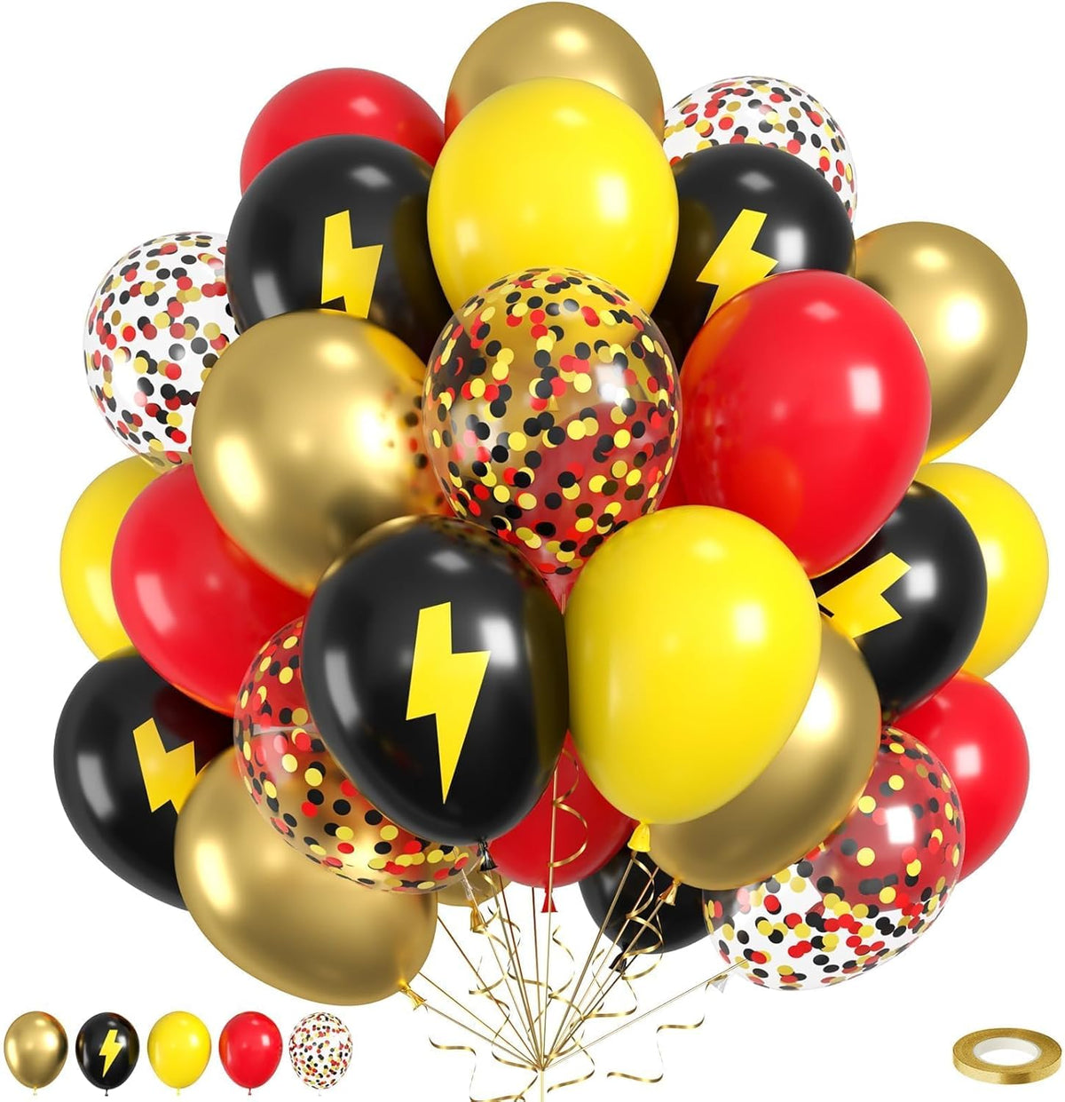 Red Yellow Black Balloons, 50pcs Yellow Black Red Balloons, Printed Balloon Confetti Balloon For