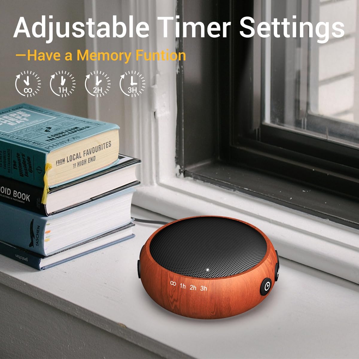 SoundMe Small Sound Machine Brown Noise Machine 30 Soothing Natural Sounds Rain Fan Pink White