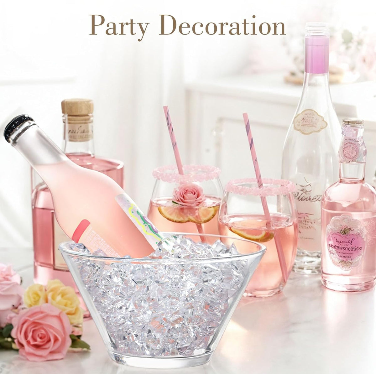 DomeStar 1000PCS Fake Ice, Acrylic Fake Diamonds Vase Filler Plastic Gems Clear Rocks for Vases