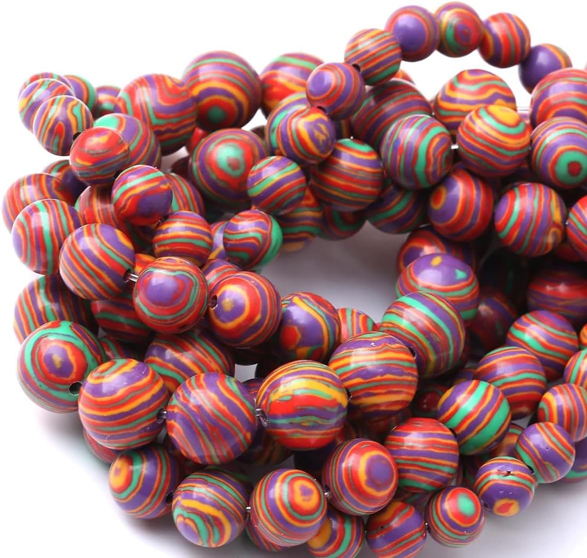 Painted Peacock Turquoise Stone Beads Gemstone Round Crystal Energy Jade Stone Beads for Jewelry