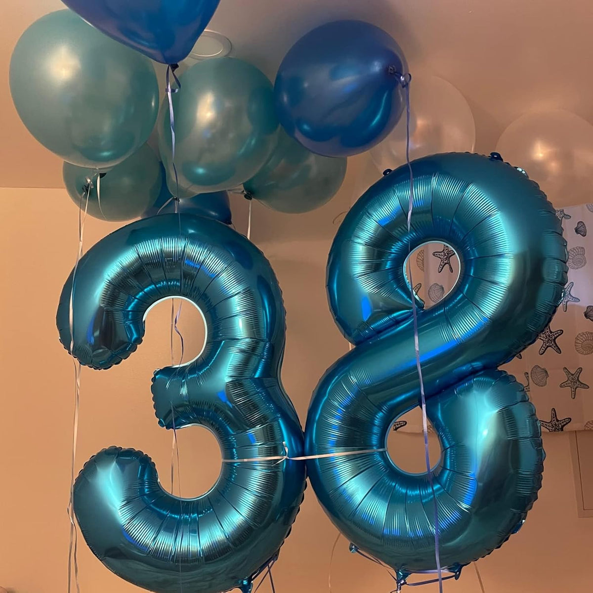 Blue 2 Balloons, 40 Inch Large Foil Number Balloons Set 0-9, Self Inflating Digital 2 Helium