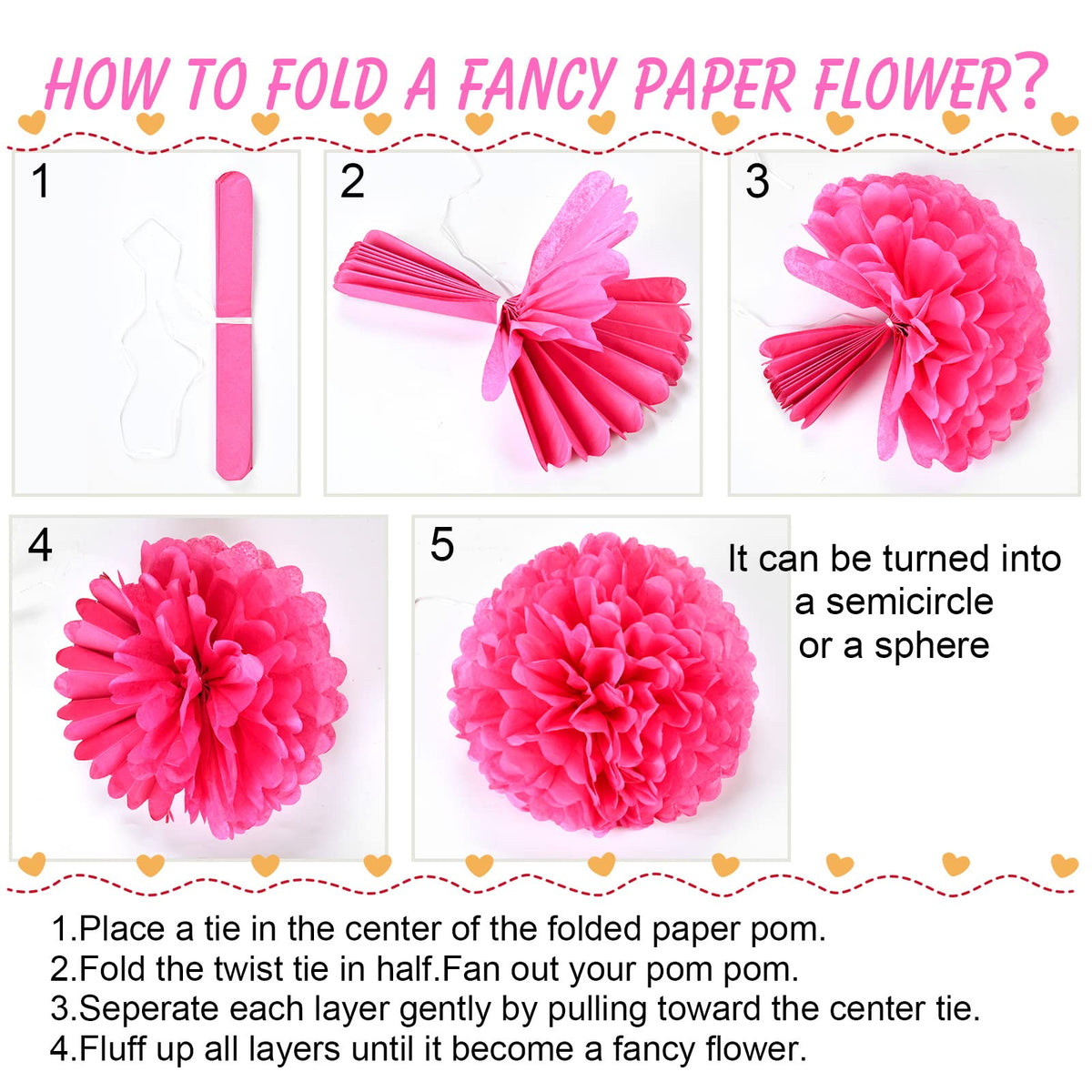 Tissue Pom Pom Paper Flower Ball Party Decorations - 15 Pcs 10, 12, 14 Inch -for Wedding, Birthday