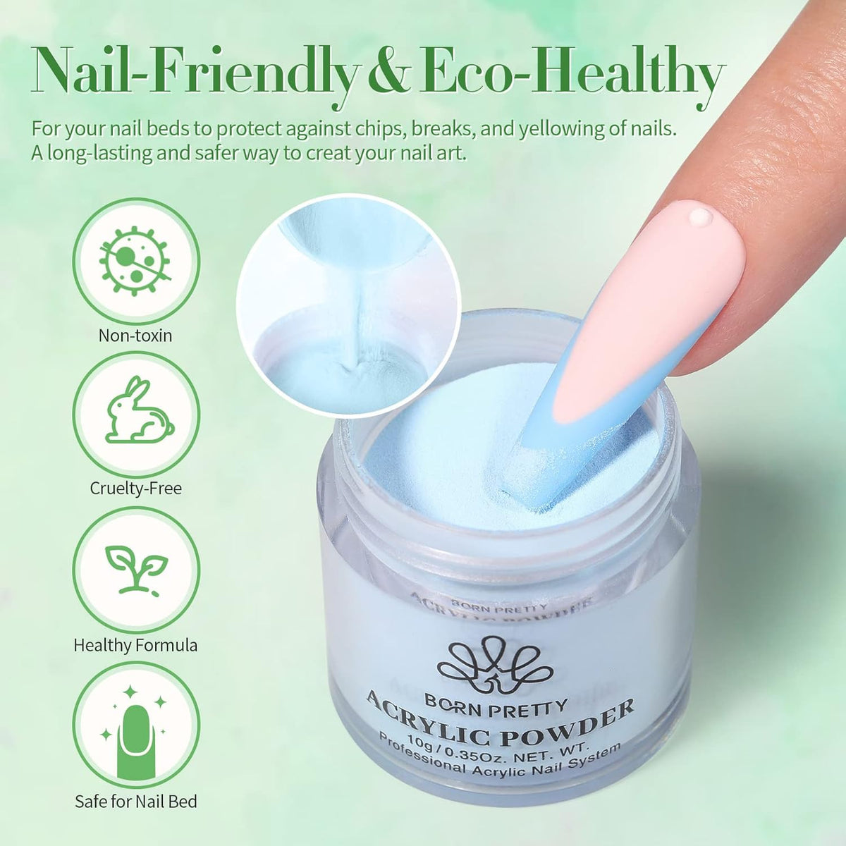 BORN PRETTY Acrylic Powder Set 36 Colors Acrylic Nail Powder Nude Pink Blue Yellow Purple Red