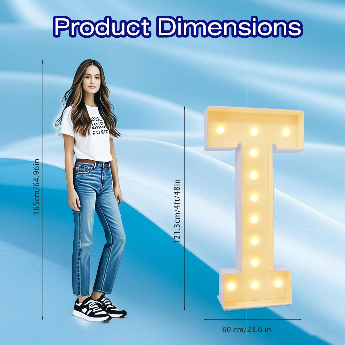 4FT Marquee Plastic Letters T - Light up Letters T Are Made from Corrugated Plastic Board - Quick