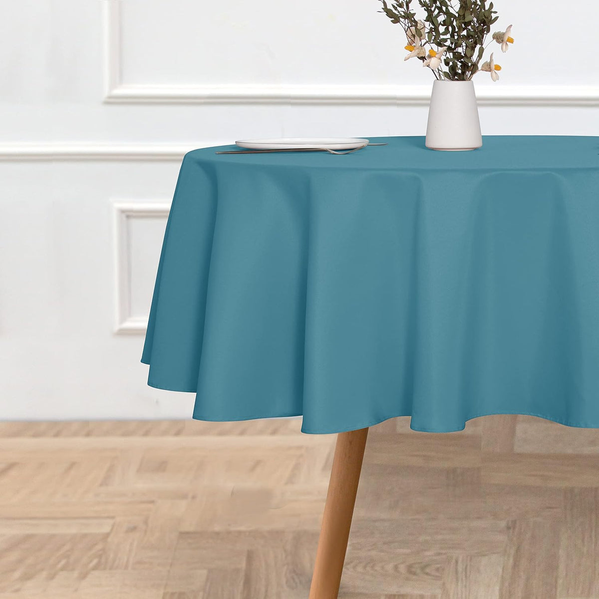 sancua Round Tablecloth - 80 Inch - Water Resistant Spill Proof Washable Polyester Table Cloth