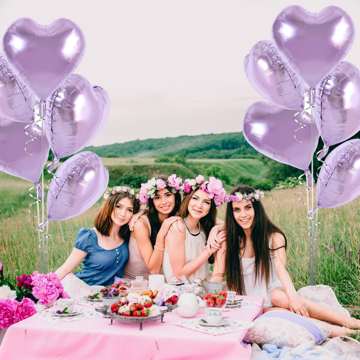 TONIFUL 30Pcs 18 Inch Purple Heart Balloons Purple Heart Shape Foil Mylar Balloons Decoration for