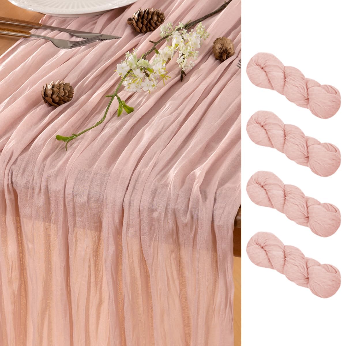 Dusty Pink Table Runner Cheesecloth Table Runner 4 Pack 10FT Rustic Spring Easter Table Runner 35 x