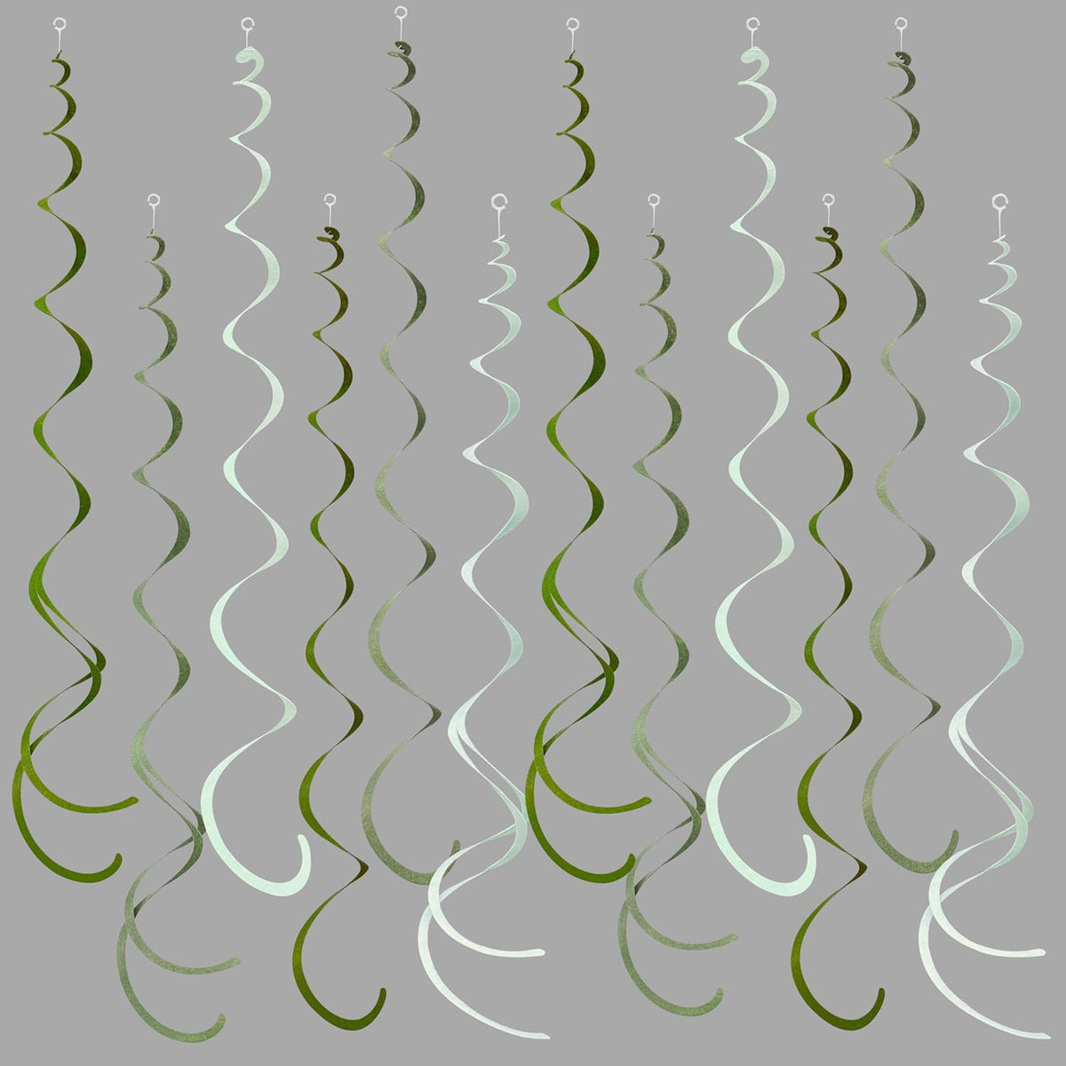 36Pcs Olive Green Hanging Swirl Decorations Ombre Sage Green Felt Swirl Streamer Spiral Ceiling