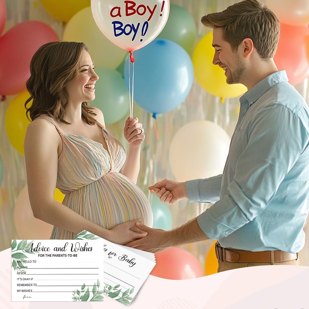 50Pcs Baby Shower Advice Cards with Advice and Wishes Box for New Parents Baby Shower Game