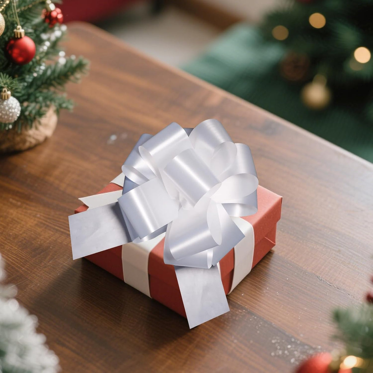 6 Pcs 6 Inch White Pull Bows, Perfect for Gift Wrapping, Gift Wrapping Baskets Wedding Christmas