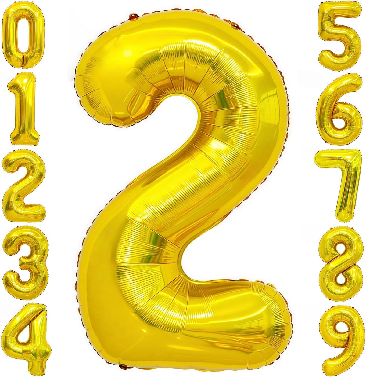 Gold 2 Balloon Number,40 Inch Number 2 Balloon Large Gold 2 Foil Mylar Helium Balloon for Birthday