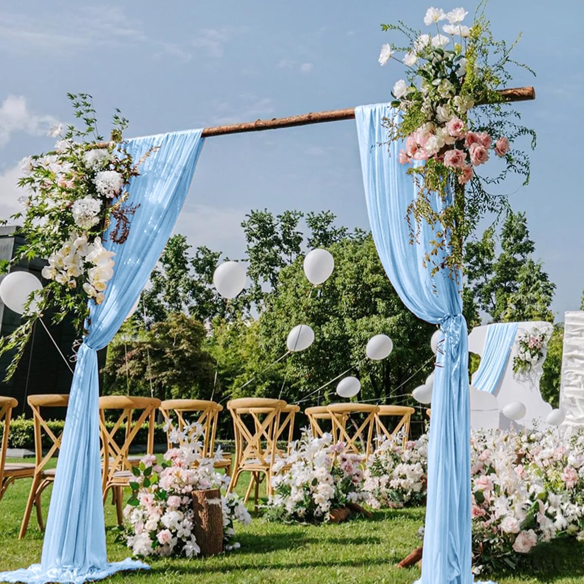 Baby Blue Wedding Arch Draping Fabric 29" x 20 FT Blue Wedding Drapes for Backdrop Sheer Curtains