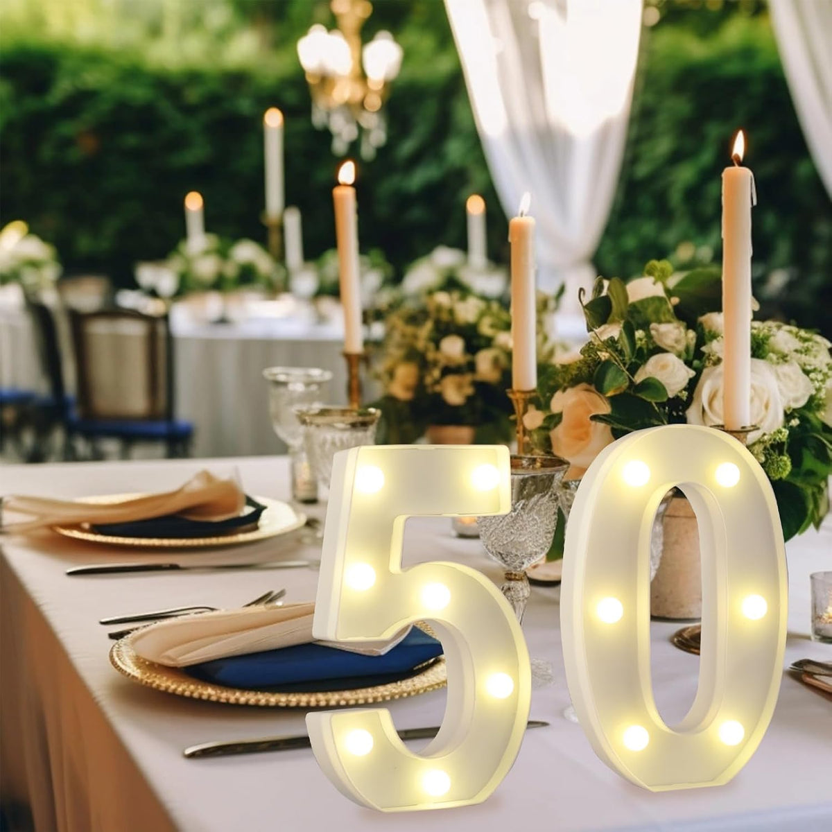 LED Marquee Letter Lights, Decorative Light Up Numbers for 50th Birthday Party, Battery Operated