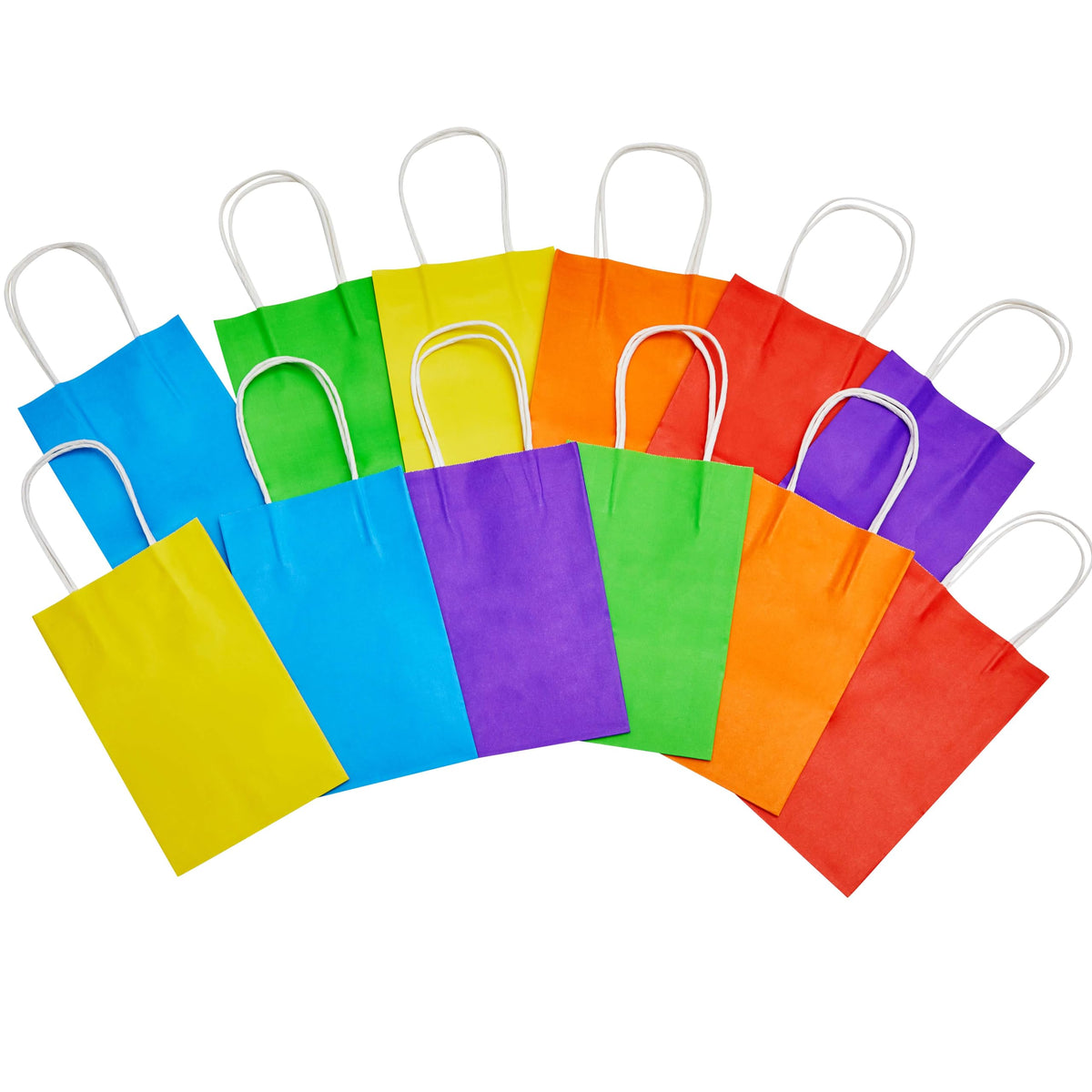 SUNCOLOR 24-Pack Rainbow Gift Bags with Handles, 8" Multi-Color Paper Party Favor Bags for Goodies.