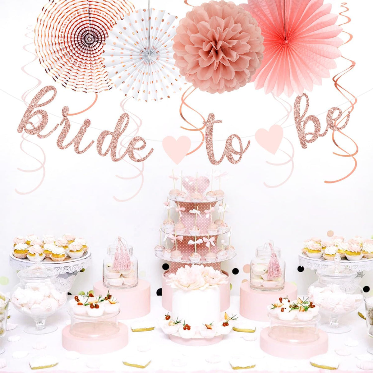 Light-Pink Rose-Gold Bachelorette Party-Decorations - 21pcs Baby Bridal Shower Banner Garland