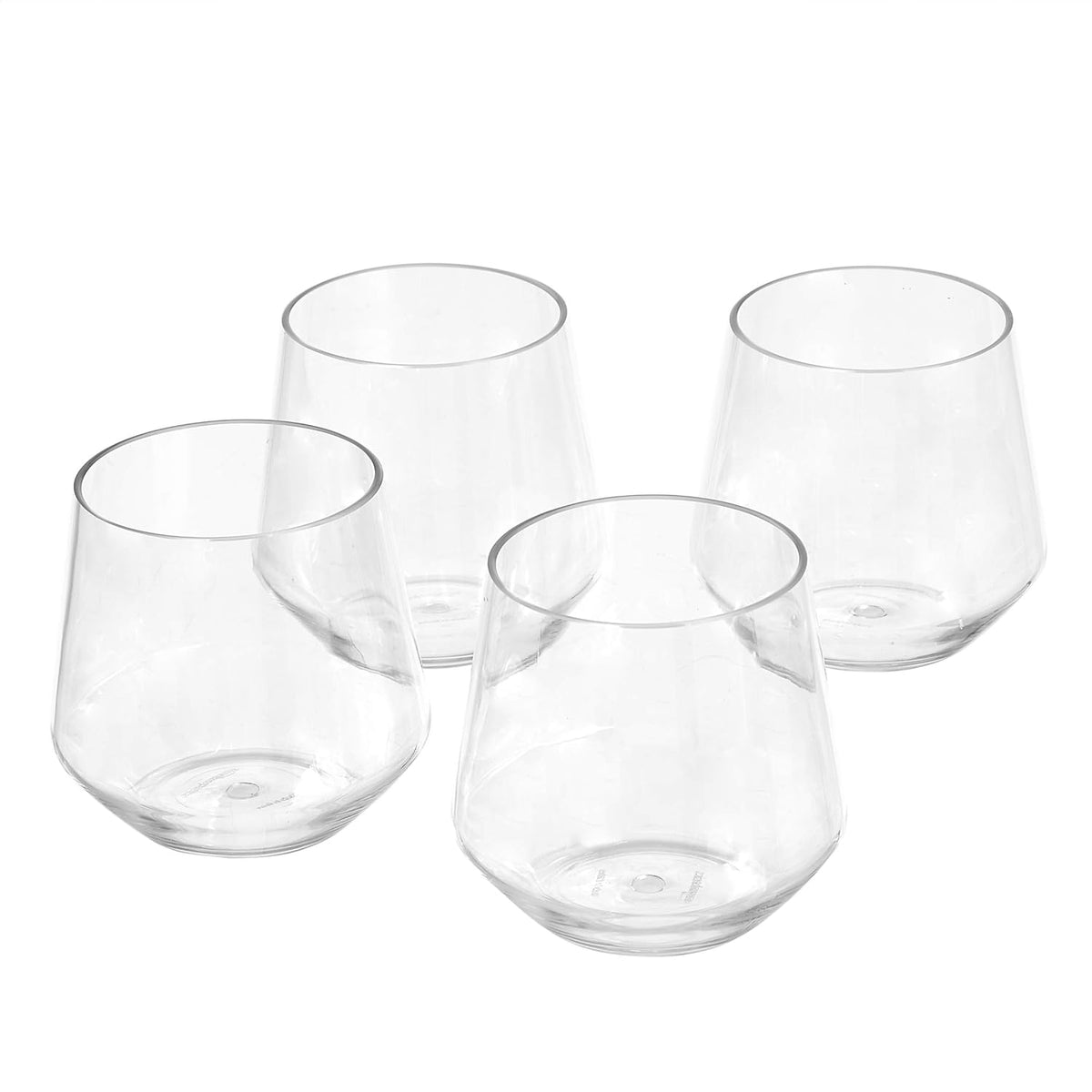 Amazon Basics Tritan Glasses, Dishwasher Safe, BPA-Free Plastic, Stemless Wine, Shatterproof