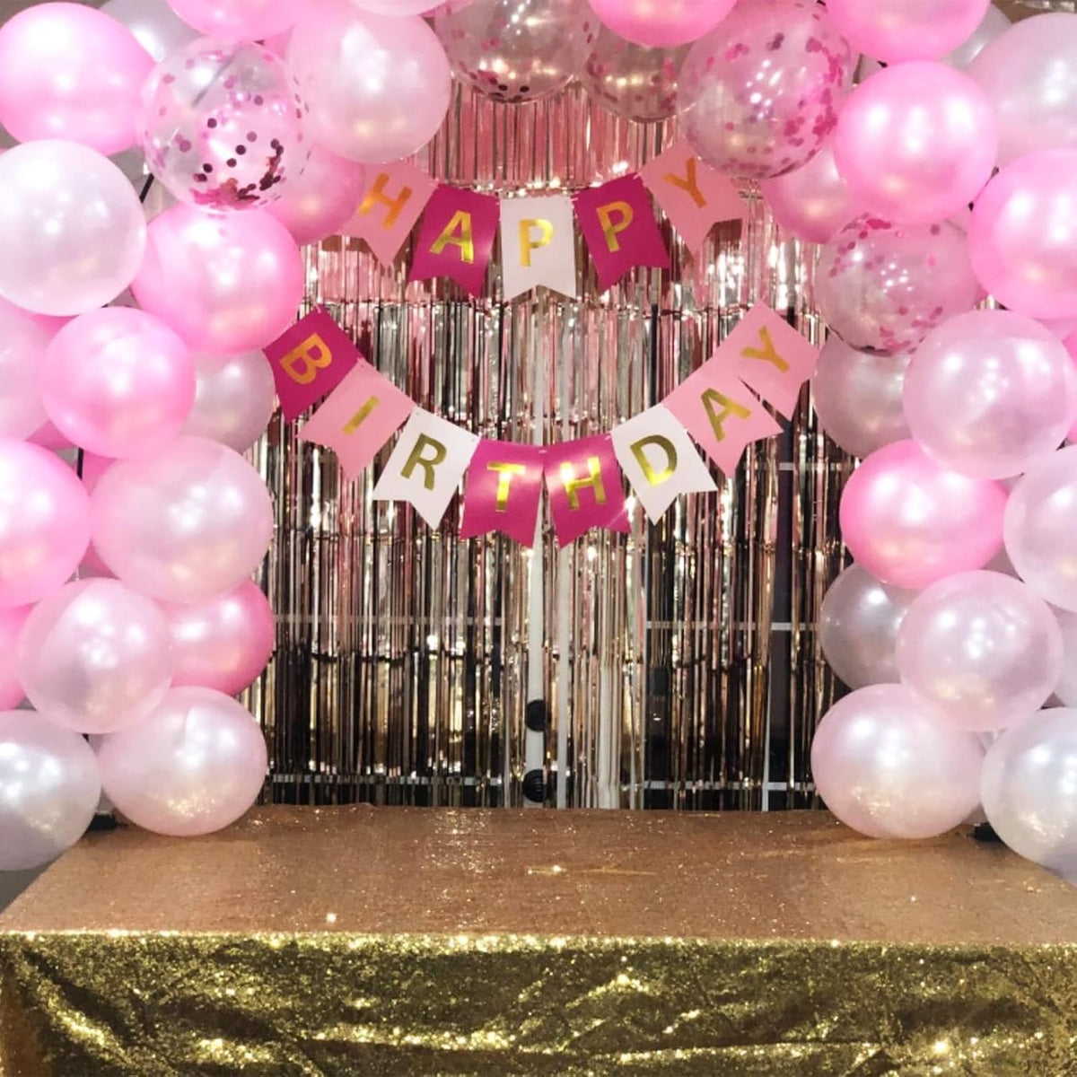 Balloons Pink and White, 60 Packs 12 Inch Light Pink White Balloons with Confetti Balloons for