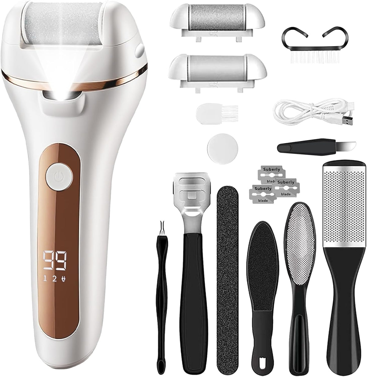 Electric Foot Callus Remover, Rechargeable Portable Electric Foot File, IPX6 Waterproof with 3
