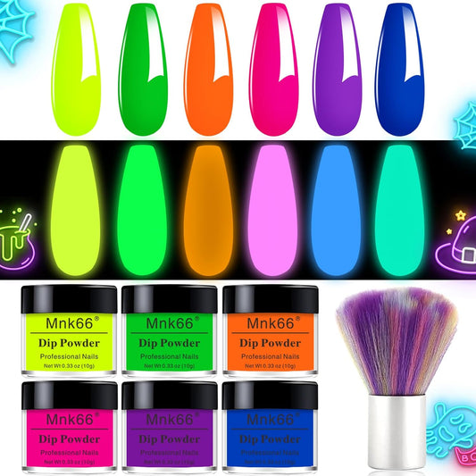Glow in the Dark Nail Powder, 6 Colors Glow Dark Powder Dip Powder, Luminous Pigment Powder