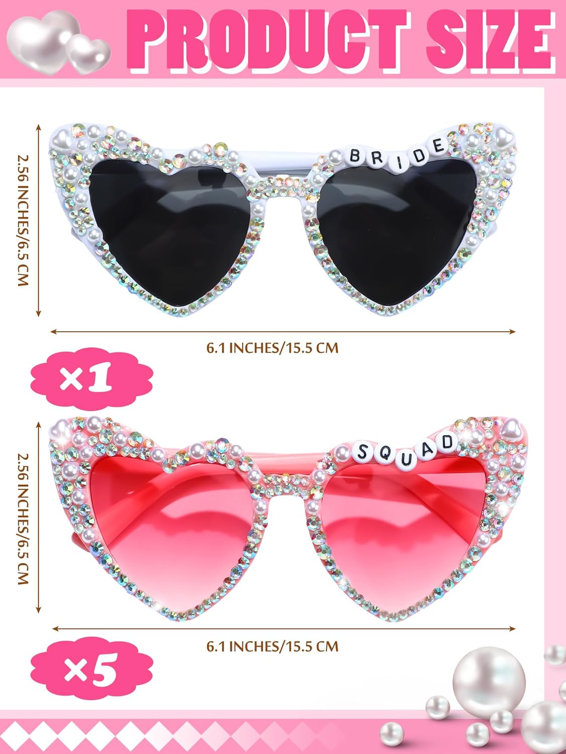 6 Pcs Bride Sunglasses Bachelorette Sunglasses Party Favors for Bridesmaids for Wedding Party Bride