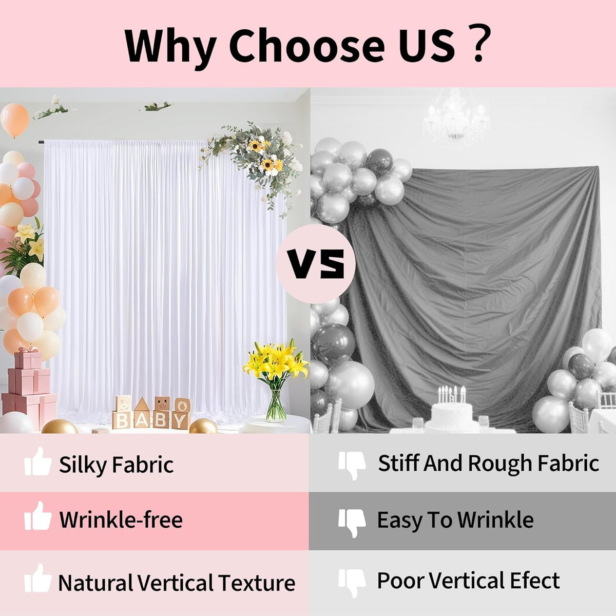 30x10ft Backdrop Curtains for Parties, 6 Panels 5x10ft Photography Backdrop Curtain with Rod