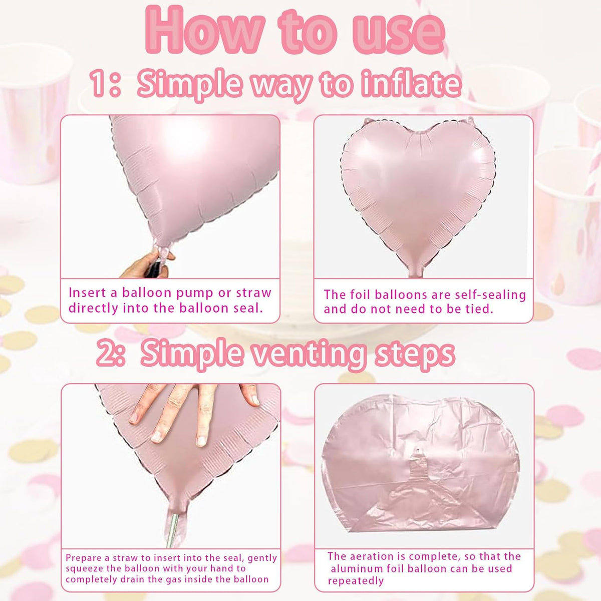 Pink Heart Ballloons,18 Inch Pastel Pink Foil Love Heart Shaped Balloons 12Pcs Baby Pink love