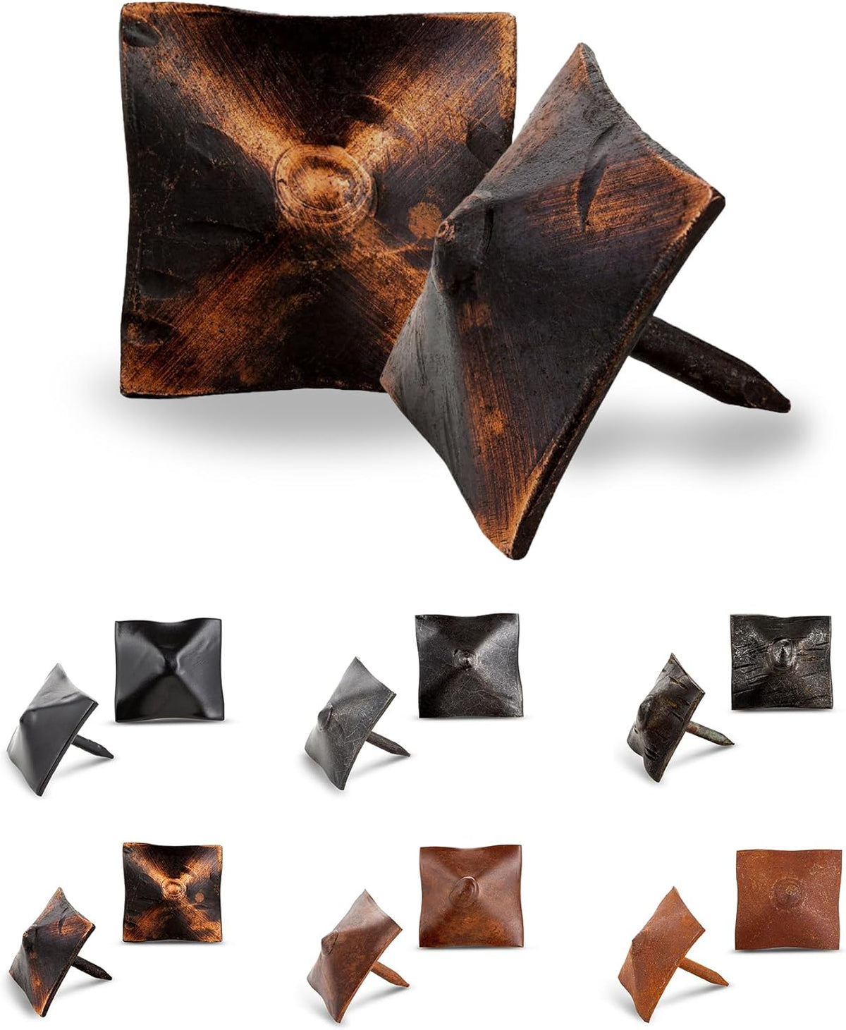 10 Pack 1" Square Head Iron Clavos Decorative Nails – Oil Rubbed Bronze – Handmade Rustic Square