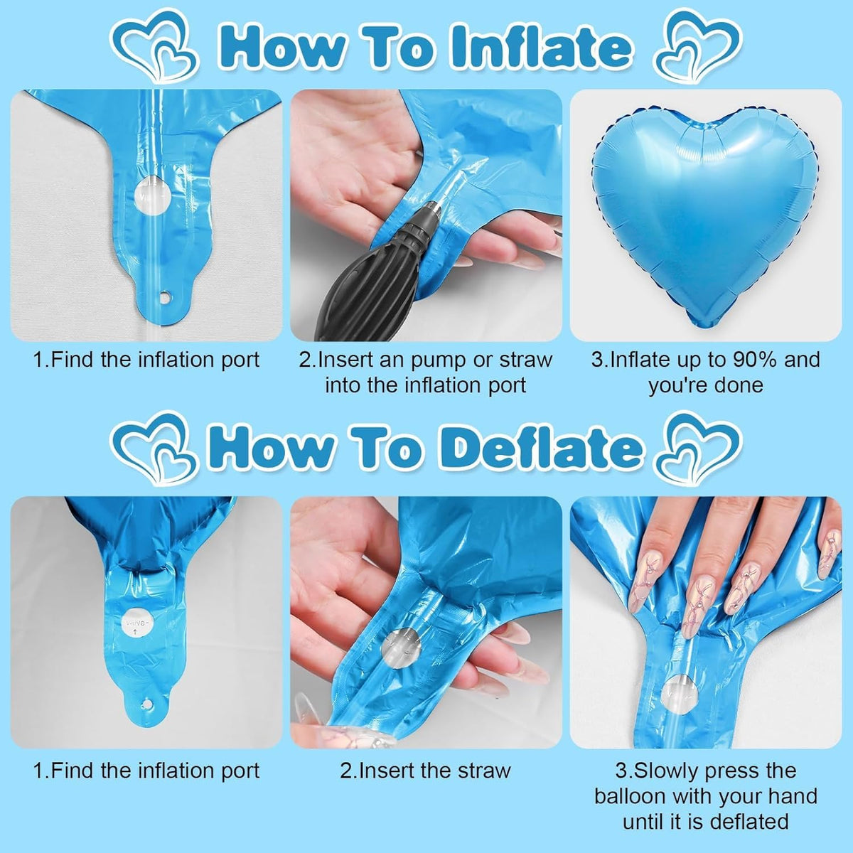 Blue Purple Silver Heart Balloons,12Pcs 18Inch Blue Silver Purple Heart Shaped Foil Helium