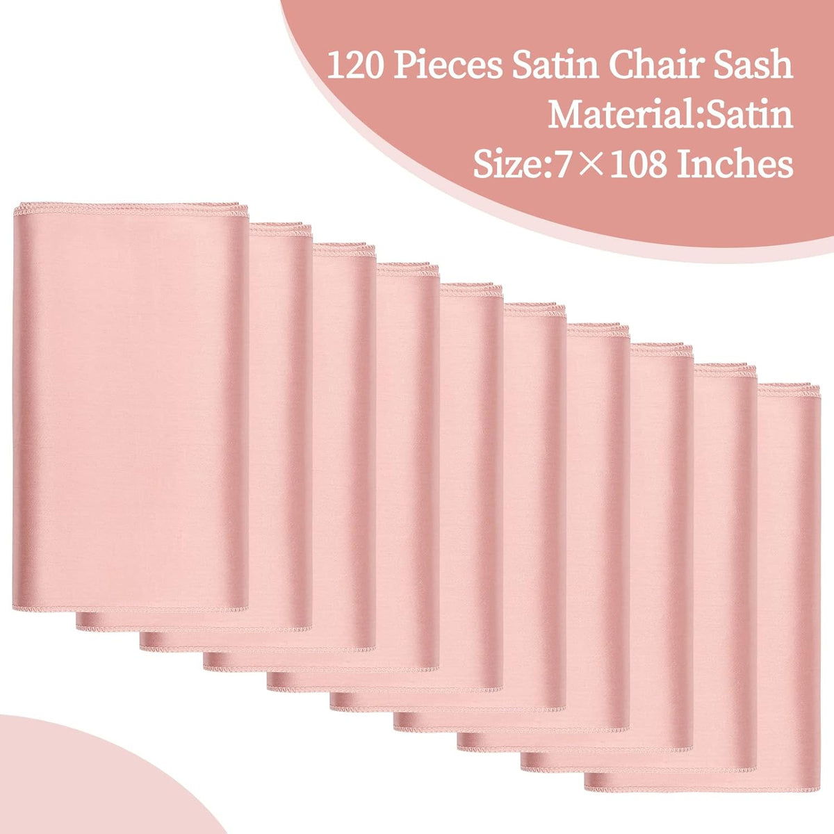 fani 120 PCS Rose Gold Satin Chair Sashes Bows Universal Chair Cover for Wedding Reception
