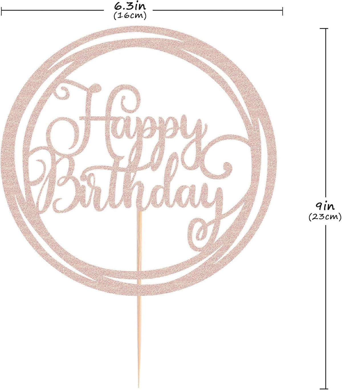 Happy Birthday Cake Topper - Rose Gold Glitter Happy Birthday Cake Decoration Supplies for Children