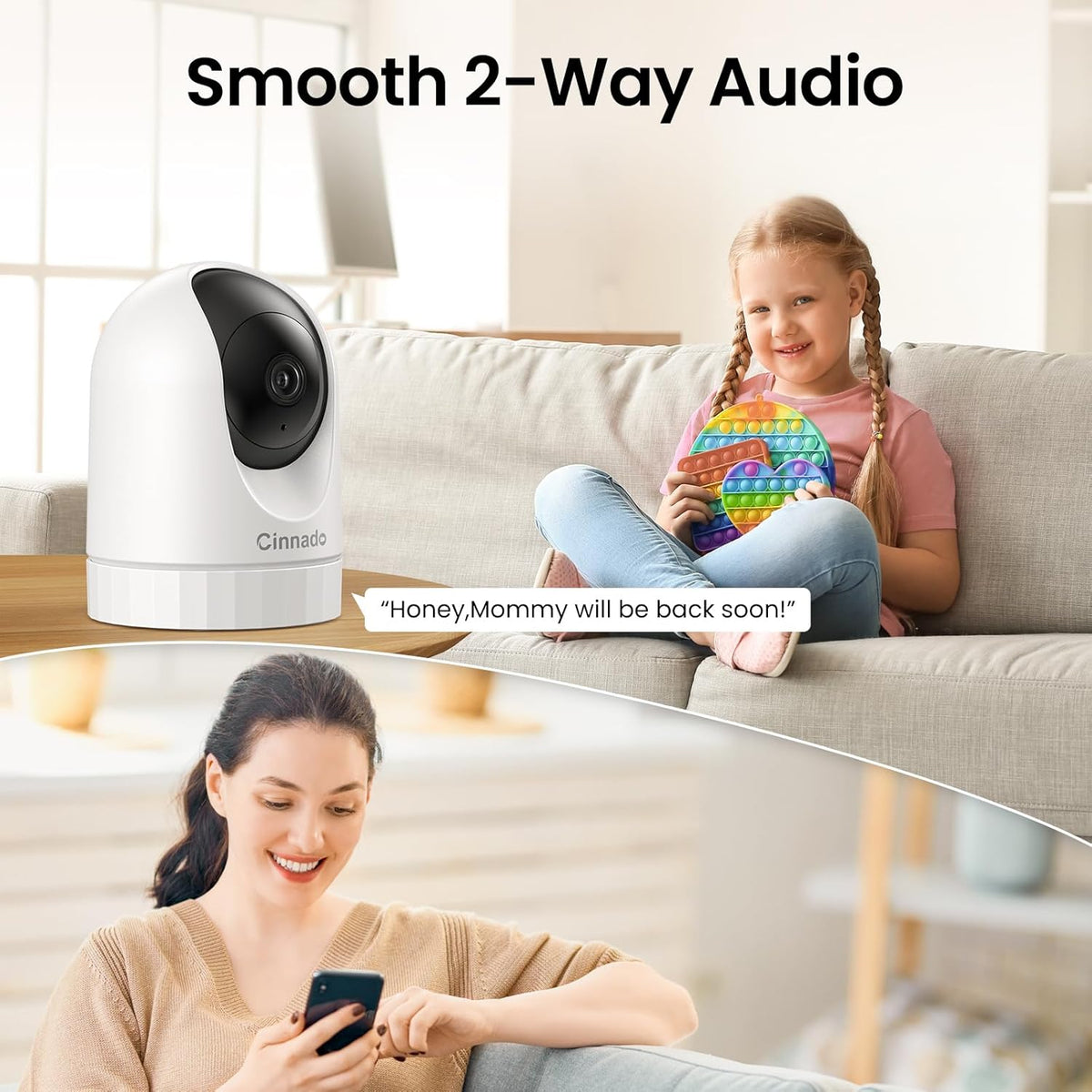 2K Home Security Cameras-2.4Ghz WiFi Indoor Camera with 360° Motion Detection for